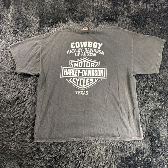 Harley-Davidson Cowboy Austin Texas T-Shirt – Vintage Biker Tee, Faded Black, XL - Picture 7 of 8